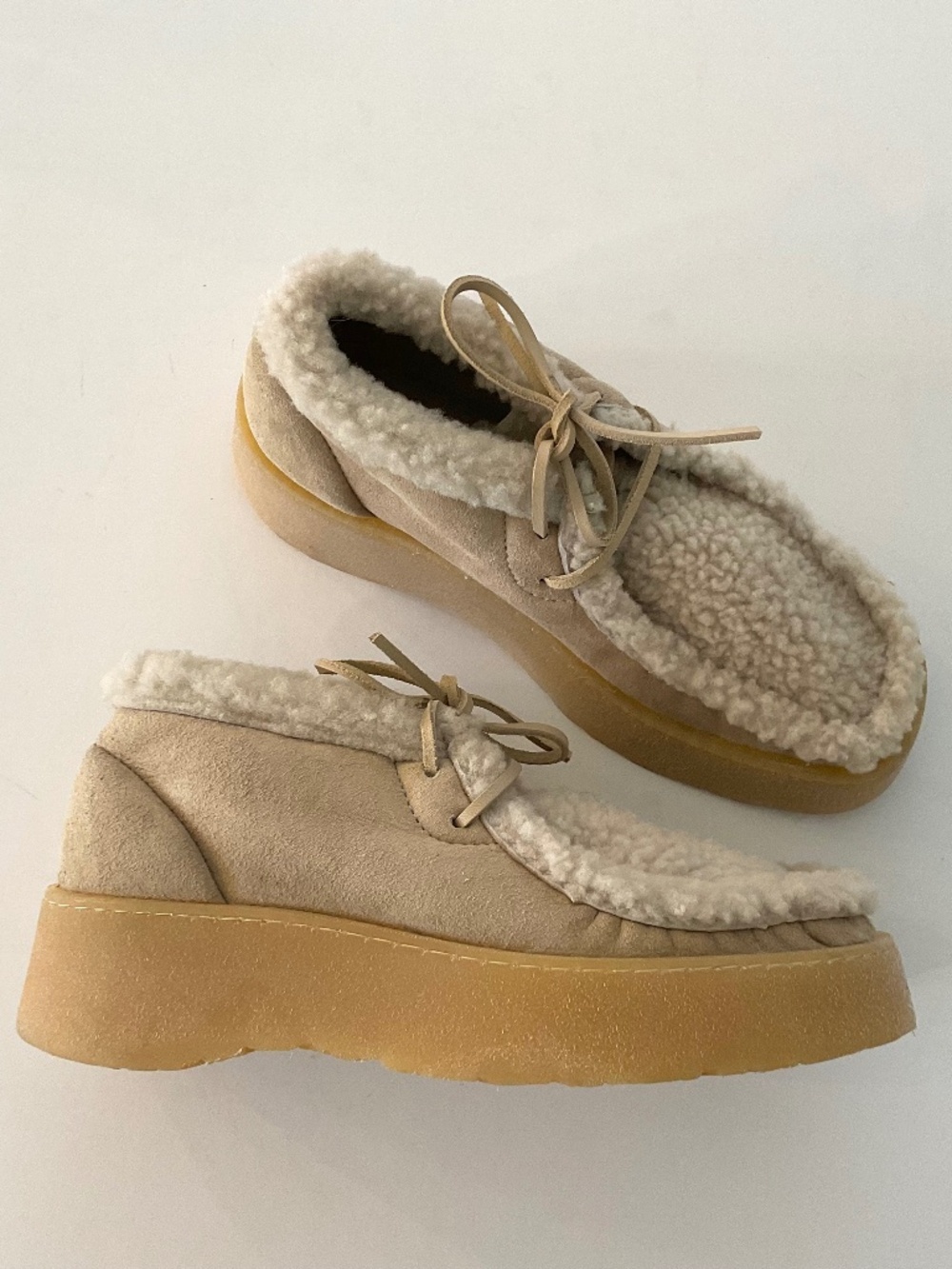 ZARA x CLARK’S Suede Platform Shoes in Sandy Brown Size EU 38